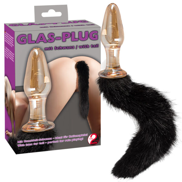 Glasplugg med svans 40cm Ø 2,1-3,8cm