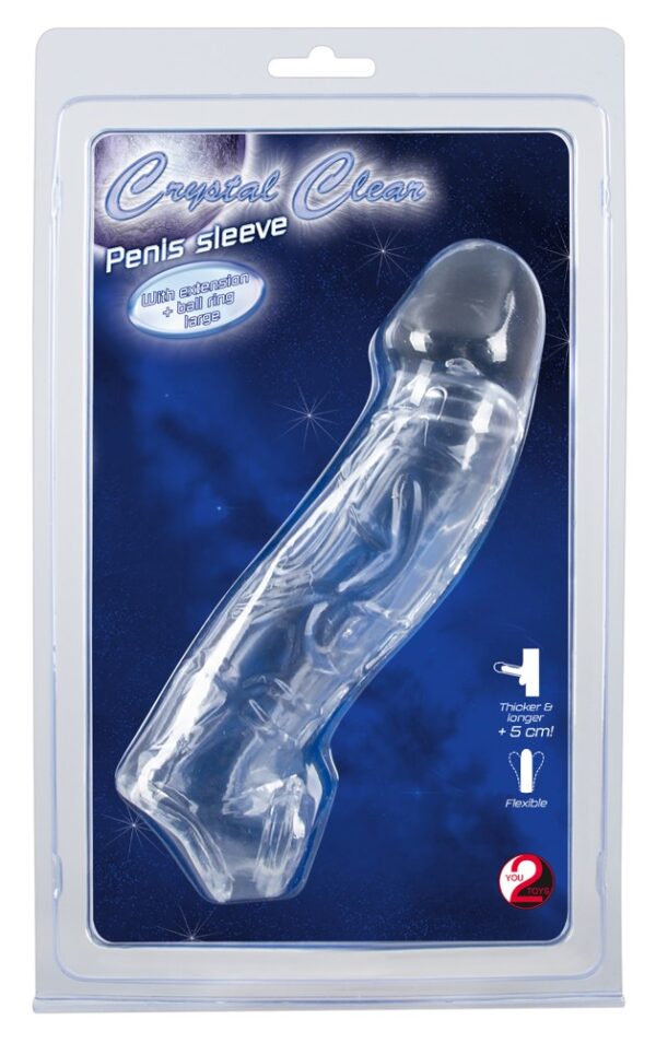 Penis Sleeve with extension and ball ring 23cm Ø 3cm