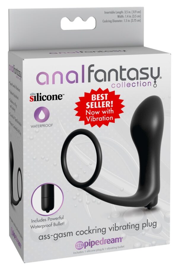 Ass-Gasm Cockring Vibrating Plug 10,4cm Ø 1,5-3,8cm